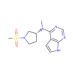 CN(c1ncnc2[nH]ccc12)[C@@H]1CCN(S(C)(=O)=O)C1 ZINC000291789385