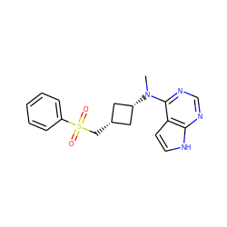 CN(c1ncnc2[nH]ccc12)[C@H]1C[C@@H](CS(=O)(=O)c2ccccc2)C1 ZINC001772582038