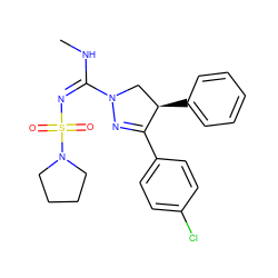 CN/C(=N/S(=O)(=O)N1CCCC1)N1C[C@@H](c2ccccc2)C(c2ccc(Cl)cc2)=N1 ZINC000028525693