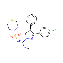 CN/C(=N/S(=O)(=O)N1CCSCC1)N1C[C@@H](c2ccccc2)C(c2ccc(Cl)cc2)=N1 ZINC000028525019