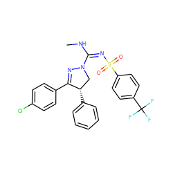 CN/C(=N/S(=O)(=O)c1ccc(C(F)(F)F)cc1)N1C[C@H](c2ccccc2)C(c2ccc(Cl)cc2)=N1 ZINC000027715315