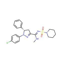 CN/C(=N\S(=O)(=O)N1CCCCC1)C1=NN(c2ccc(Cl)cc2)[C@H](c2ccccc2)C1 ZINC000034637248