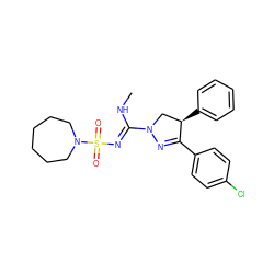 CN/C(=N\S(=O)(=O)N1CCCCCC1)N1C[C@@H](c2ccccc2)C(c2ccc(Cl)cc2)=N1 ZINC000028525695