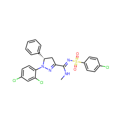 CN/C(=N\S(=O)(=O)c1ccc(Cl)cc1)C1=NN(c2ccc(Cl)cc2Cl)[C@H](c2ccccc2)C1 ZINC000049775210