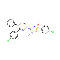 CN/C(=N\S(=O)(=O)c1ccc(Cl)cc1)N1CC[C@H](c2ccccc2)C(c2ccc(Cl)cc2)=N1 ZINC000045291427