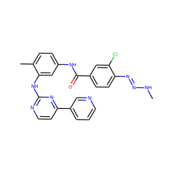 CN/N=N/c1ccc(C(=O)Nc2ccc(C)c(Nc3nccc(-c4cccnc4)n3)c2)cc1Cl ZINC000028704724