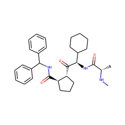 CN[C@@H](C)C(=O)N[C@@H](C(=O)[C@@H]1CCC[C@H]1C(=O)NC(c1ccccc1)c1ccccc1)C1CCCCC1 ZINC000059064118