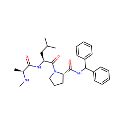 CN[C@@H](C)C(=O)N[C@@H](CC(C)C)C(=O)N1CCC[C@H]1C(=O)NC(c1ccccc1)c1ccccc1 ZINC000064622679