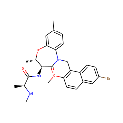 CN[C@@H](C)C(=O)N[C@@H]1C(=O)N(Cc2c(OC)ccc3cc(Br)ccc23)c2ccc(C)cc2O[C@H]1C ZINC000143929595