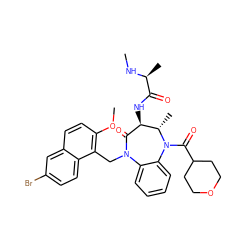 CN[C@@H](C)C(=O)N[C@@H]1C(=O)N(Cc2c(OC)ccc3cc(Br)ccc23)c2ccccc2N(C(=O)C2CCOCC2)[C@H]1C ZINC000222350787