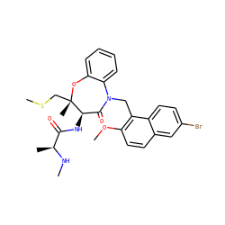 CN[C@@H](C)C(=O)N[C@@H]1C(=O)N(Cc2c(OC)ccc3cc(Br)ccc23)c2ccccc2O[C@@]1(C)CSC ZINC001772612661