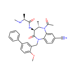 CN[C@@H](C)C(=O)N[C@@H]1C(=O)N(Cc2cc(-c3ccccc3)ccc2OC)c2ccc(C#N)cc2N(C(C)=O)[C@H]1C ZINC000210474411