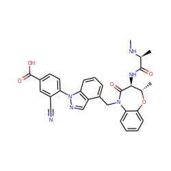 CN[C@@H](C)C(=O)N[C@@H]1C(=O)N(Cc2cccc3c2cnn3-c2ccc(C(=O)O)cc2C#N)c2ccccc2O[C@H]1C ZINC000220134597