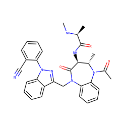 CN[C@@H](C)C(=O)N[C@@H]1C(=O)N(Cc2nn(-c3ccccc3C#N)c3ccccc23)c2ccccc2N(C(C)=O)[C@H]1C ZINC000210467036