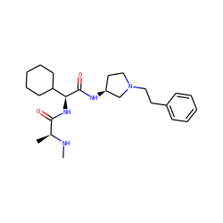 CN[C@@H](C)C(=O)N[C@H](C(=O)N[C@H]1CCN(CCc2ccccc2)C1)C1CCCCC1 ZINC000082150870