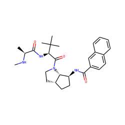 CN[C@@H](C)C(=O)N[C@H](C(=O)N1CC[C@H]2CC[C@H](NC(=O)c3ccc4ccccc4c3)[C@H]21)C(C)(C)C ZINC000040860343