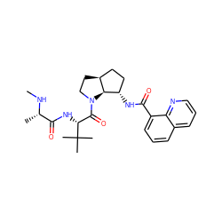 CN[C@@H](C)C(=O)N[C@H](C(=O)N1CC[C@H]2CC[C@H](NC(=O)c3cccc4cccnc34)[C@H]21)C(C)(C)C ZINC000040379699