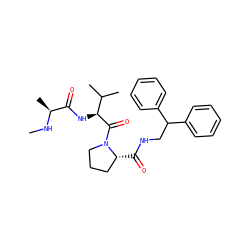 CN[C@@H](C)C(=O)N[C@H](C(=O)N1CCC[C@H]1C(=O)NCC(c1ccccc1)c1ccccc1)C(C)C ZINC000084725163