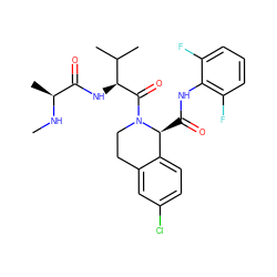 CN[C@@H](C)C(=O)N[C@H](C(=O)N1CCc2cc(Cl)ccc2[C@@H]1C(=O)Nc1c(F)cccc1F)C(C)C ZINC000211027348