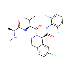 CN[C@@H](C)C(=O)N[C@H](C(=O)N1CCc2ccc(Cl)cc2[C@@H]1C(=O)Nc1c(F)cccc1F)C(C)C ZINC000211039106