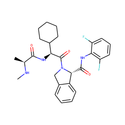 CN[C@@H](C)C(=O)N[C@H](C(=O)N1Cc2ccccc2[C@H]1C(=O)Nc1c(F)cccc1F)C1CCCCC1 ZINC000211039184