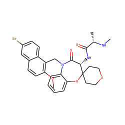 CN[C@@H](C)C(=O)N[C@H]1C(=O)N(Cc2c(OC)ccc3cc(Br)ccc23)c2ccccc2OC12CCOCC2 ZINC001772640119