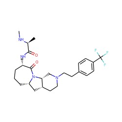 CN[C@@H](C)C(=O)N[C@H]1CCC[C@H]2C[C@H]3CCN(CCc4ccc(C(F)(F)F)cc4)C[C@H]3N2C1=O ZINC000169307021