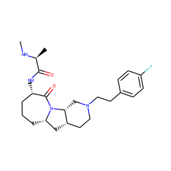CN[C@@H](C)C(=O)N[C@H]1CCC[C@H]2C[C@H]3CCN(CCc4ccc(F)cc4)C[C@H]3N2C1=O ZINC000169312362
