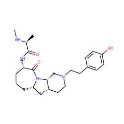 CN[C@@H](C)C(=O)N[C@H]1CCC[C@H]2C[C@H]3CCN(CCc4ccc(O)cc4)C[C@H]3N2C1=O ZINC000169312366