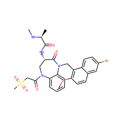 CN[C@@H](C)C(=O)N[C@H]1CN(C(=O)CS(C)(=O)=O)c2ccccc2N(Cc2c(OC)ccc3cc(Br)ccc23)C1=O ZINC000096285518