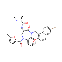 CN[C@@H](C)C(=O)N[C@H]1CN(C(=O)c2ccc(C)o2)c2ccccc2N(Cc2c(OC)ccc3cc(Br)ccc23)C1=O ZINC000096285538