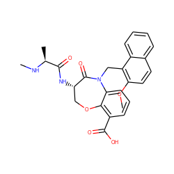 CN[C@@H](C)C(=O)N[C@H]1COc2c(C(=O)O)cccc2N(Cc2c(OC)ccc3ccccc23)C1=O ZINC000208343576