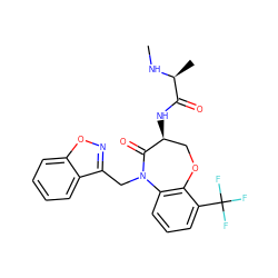 CN[C@@H](C)C(=O)N[C@H]1COc2c(cccc2C(F)(F)F)N(Cc2noc3ccccc23)C1=O ZINC000144013750