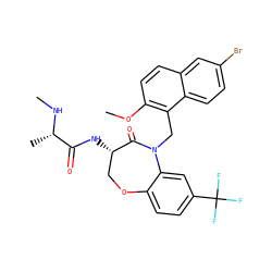 CN[C@@H](C)C(=O)N[C@H]1COc2ccc(C(F)(F)F)cc2N(Cc2c(OC)ccc3cc(Br)ccc23)C1=O ZINC000144275876