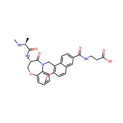 CN[C@@H](C)C(=O)N[C@H]1COc2ccccc2N(Cc2c(OC)ccc3cc(C(=O)NCCC(=O)O)ccc23)C1=O ZINC001772593661