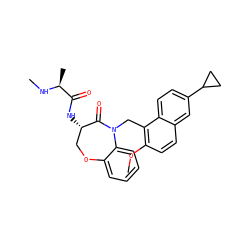 CN[C@@H](C)C(=O)N[C@H]1COc2ccccc2N(Cc2c(OC)ccc3cc(C4CC4)ccc23)C1=O ZINC000143965507