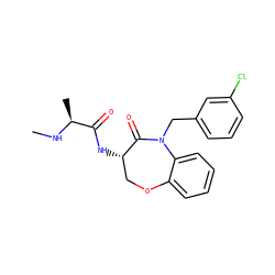 CN[C@@H](C)C(=O)N[C@H]1COc2ccccc2N(Cc2cccc(Cl)c2)C1=O ZINC000144198922