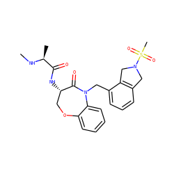 CN[C@@H](C)C(=O)N[C@H]1COc2ccccc2N(Cc2cccc3c2CN(S(C)(=O)=O)C3)C1=O ZINC000220128209