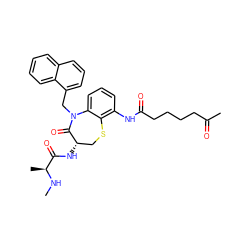 CN[C@@H](C)C(=O)N[C@H]1CSc2c(NC(=O)CCCCC(C)=O)cccc2N(Cc2cccc3ccccc23)C1=O ZINC000208383548