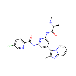 CN[C@@H](C)C(=O)Nc1cc(-c2c(C)nc3ccccn23)cc(NC(=O)c2ccc(Cl)cn2)n1 ZINC001772625929