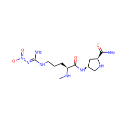 CN[C@@H](CCCN/C(N)=N/[N+](=O)[O-])C(=O)N[C@H]1CN[C@H](C(N)=O)C1 ZINC000028645942