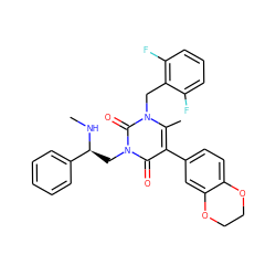 CN[C@@H](Cn1c(=O)c(-c2ccc3c(c2)OCCO3)c(C)n(Cc2c(F)cccc2F)c1=O)c1ccccc1 ZINC000013609651