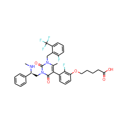 CN[C@@H](Cn1c(=O)c(-c2cccc(OCCCCC(=O)O)c2F)c(C)n(Cc2c(F)cccc2C(F)(F)F)c1=O)c1ccccc1 ZINC000049841058