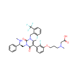 CN[C@@H](Cn1c(=O)c(-c2cccc(OCCCN(C)CC(=O)O)c2F)c(C)n(Cc2c(F)cccc2C(F)(F)F)c1=O)c1ccccc1 ZINC000049833374