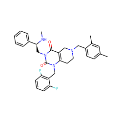 CN[C@@H](Cn1c(=O)c2c(n(Cc3c(F)cccc3F)c1=O)CCN(Cc1ccc(C)cc1C)C2)c1ccccc1 ZINC000029060330