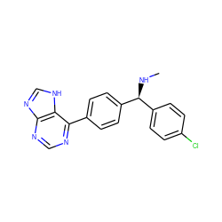 CN[C@@H](c1ccc(Cl)cc1)c1ccc(-c2ncnc3nc[nH]c23)cc1 ZINC000028644606