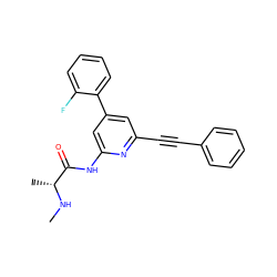 CN[C@H](C)C(=O)Nc1cc(-c2ccccc2F)cc(C#Cc2ccccc2)n1 ZINC001772643269