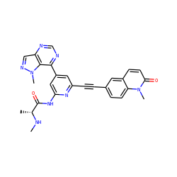 CN[C@H](C)C(=O)Nc1cc(-c2ncnc3cnn(C)c23)cc(C#Cc2ccc3c(ccc(=O)n3C)c2)n1 ZINC001772574184