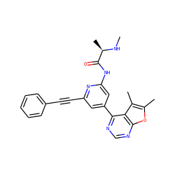 CN[C@H](C)C(=O)Nc1cc(-c2ncnc3oc(C)c(C)c23)cc(C#Cc2ccccc2)n1 ZINC001772572065