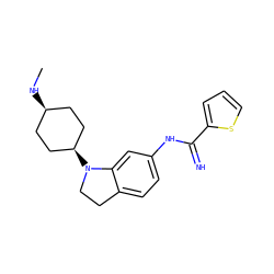 CN[C@H]1CC[C@@H](N2CCc3ccc(NC(=N)c4cccs4)cc32)CC1 ZINC000101472611